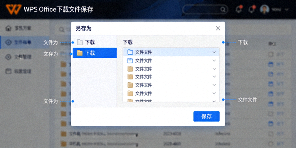 WPS Office下载文件保存对话框截图 - 选择保存位置为下载文件夹